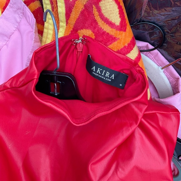 AKIRA CHERRY ON TOP PU MINI DRESS WITH 4 WAY STRETCH VEGAN - Picture 7 of 7